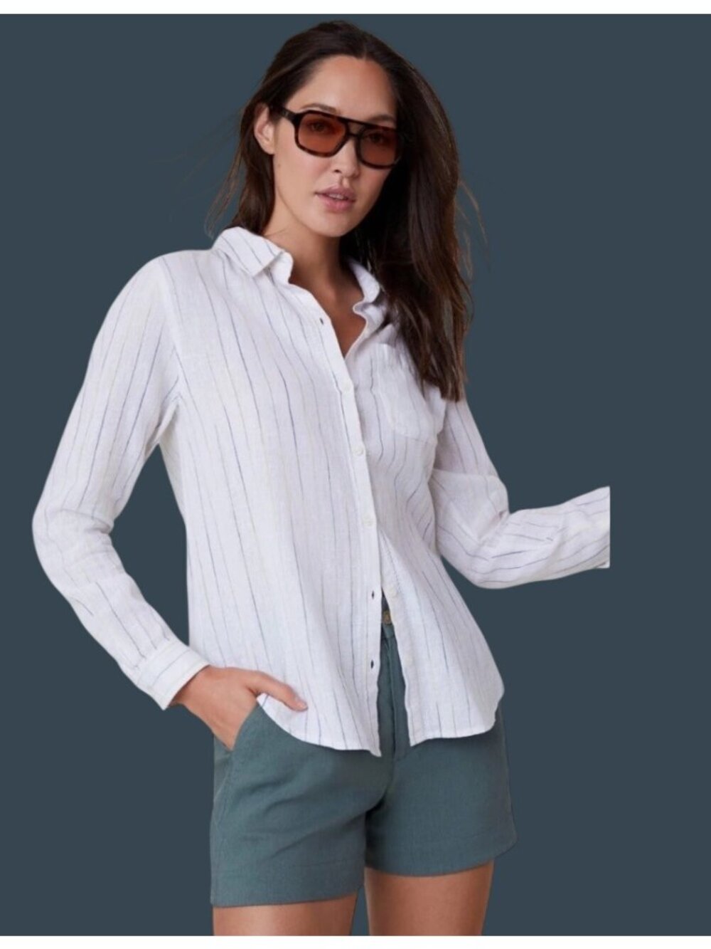 Alp N Rick Andie LS Linen Cotton Blend multi color Striped Button Down shirt